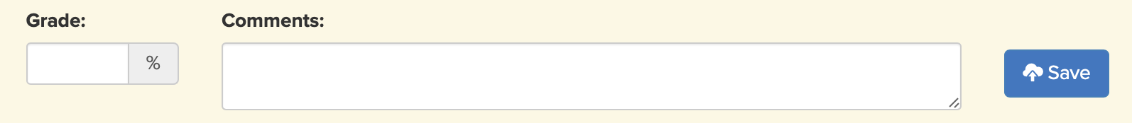Yellow background section with grade and comment fields