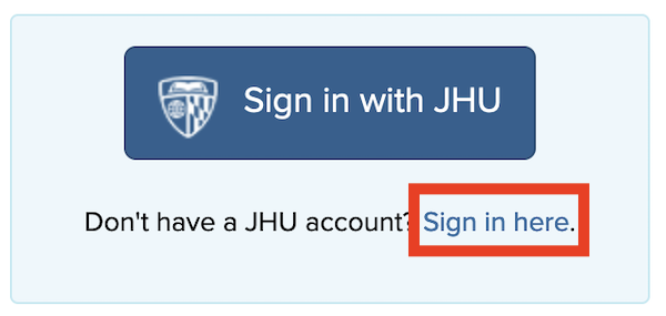 Box highlighting the location of the sign-up link