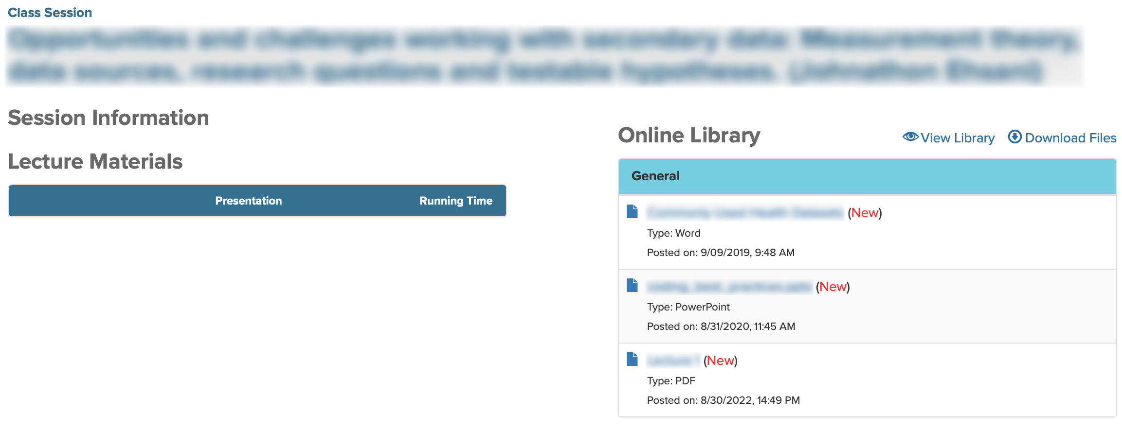 Screenshot of Page Builder page, showing the Online Library materials