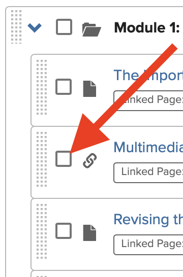 Screenshot with arrow pointing to example checkbox