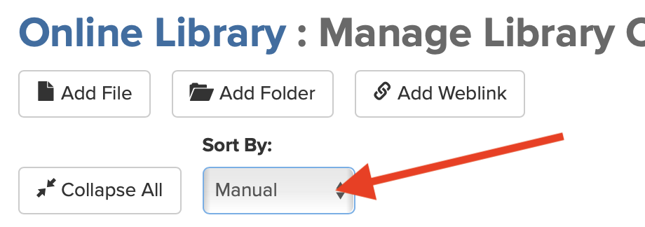 Screenshot with arrow pointing to Sort By menu