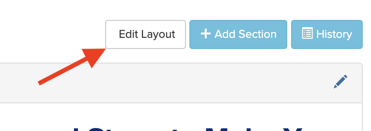 Screenshot with arrow pointing to the Edit Layout button