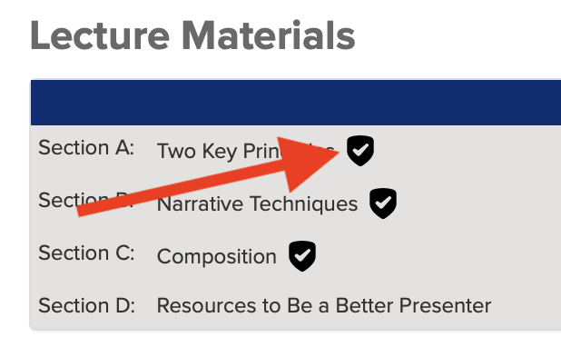 Screenshot with arrow pointing to shield with a checkmark icon