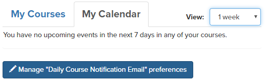 Screenshot showing options for managing course notifications