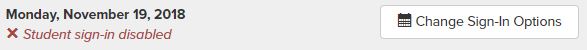 Screenshot showing confirmation of student sign-in being disabled