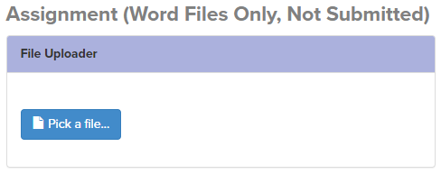 File uploader box with label saying only Word files are accepted