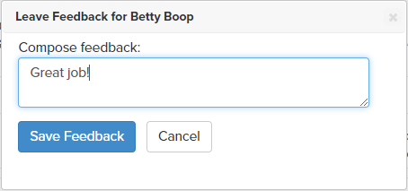 Screenshot of window for leaving feedback for a student