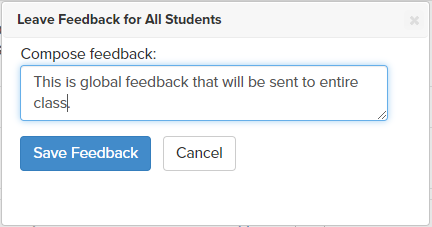 Screenshot of window for leaving feedback for entire class