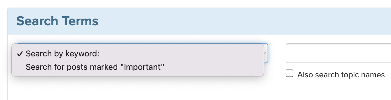 Screenshot of search functionality box